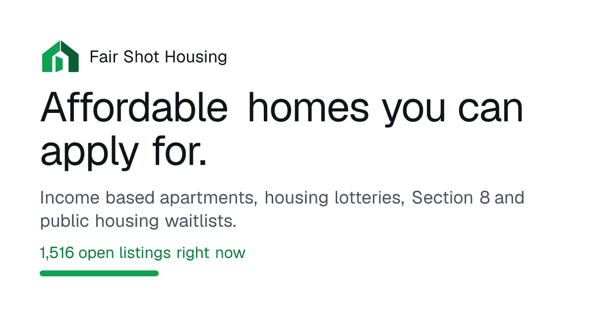Affordable housing lotteries and waitlists | Fair Shot Housing